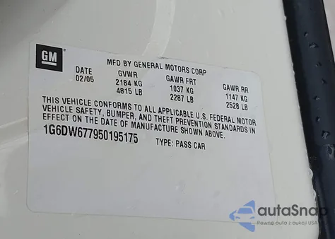 2005 Cadillac Sts V6 из США, поврежденный, VIN 1G6DW677950195175